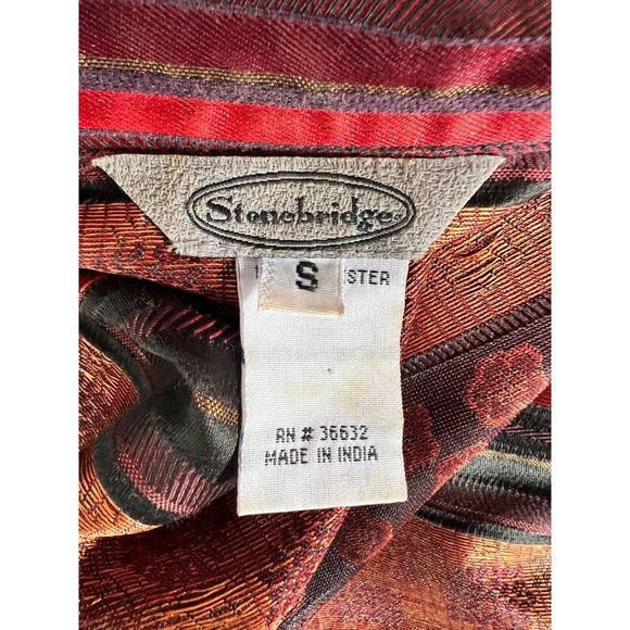 Stonebridge Womens Jacket Coat Multicolor Floral Stripe Pocket 3/4 Sleeve S - Picture 10 of 12